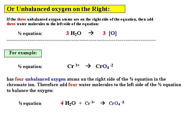 Step 5: Continues Balancing Oxygen Atomis in Half Equation